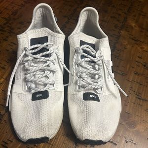 NMD_R1 V2 'Cloud White Core Black', slightly worn, good condition, size 7 1/2.